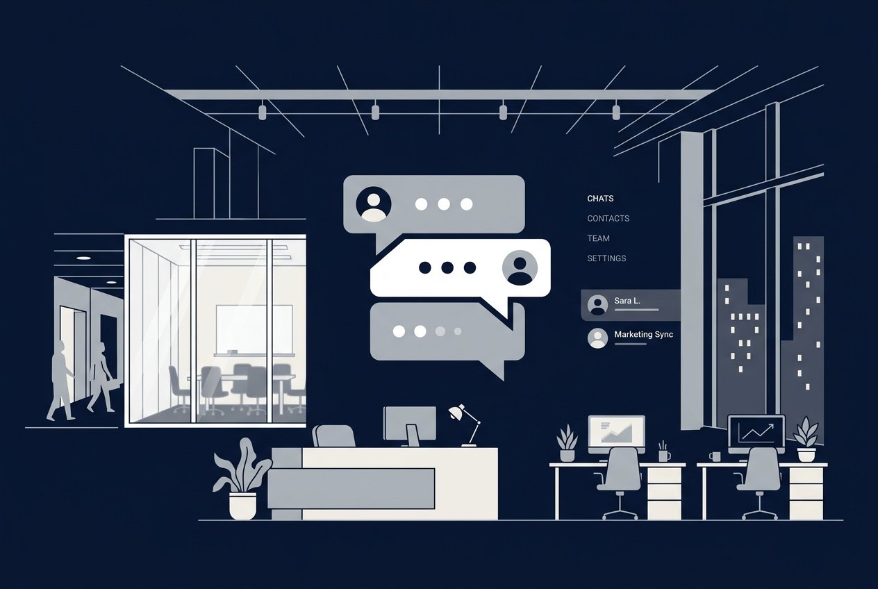 Ícone representativo de central de dúvidas e chat corporativo interno